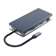 ORICO 11 Port 3 x USB3.0|1 x USB2.0|1 x HDMI|1 x RJ45|1 x TF/SD|1 x Type-C|1 x VGA| 1 x Aux Transparent Hub - Grey