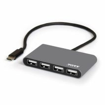 Port USB Type-C to 4 x USB2.0 480Mbs 4 Port Hub - Black