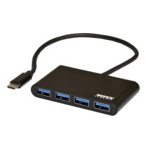 Port USB Type-C to 4 x USB3.0 5Gbps 30cm 4 Port Hub - Black