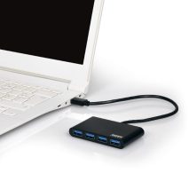 Port USB3.0 to 4 x USB3.0 5Gbps 4 Port Hub - Black
